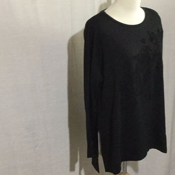 Simply Vera Vera Wang Black Fleece Lined Tunic - Picture 3 of 8